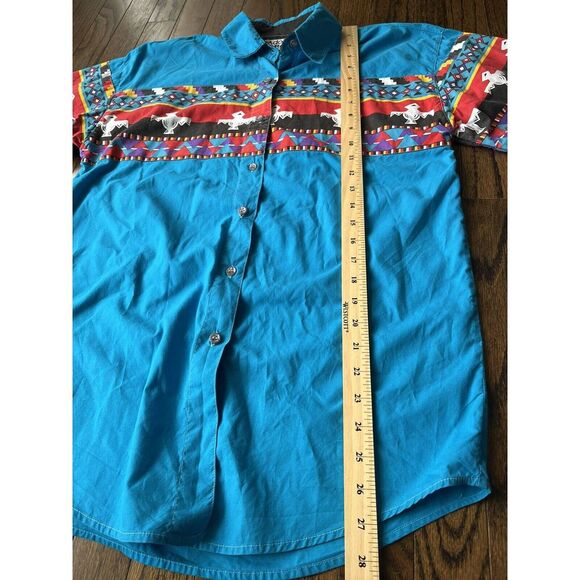 ADOBE ROSE WESTERN BUTTON DOWN SHIRT WOMEN'S AZTEC ACCENTS RODEO...MEDIUM - Picture 6 of 8